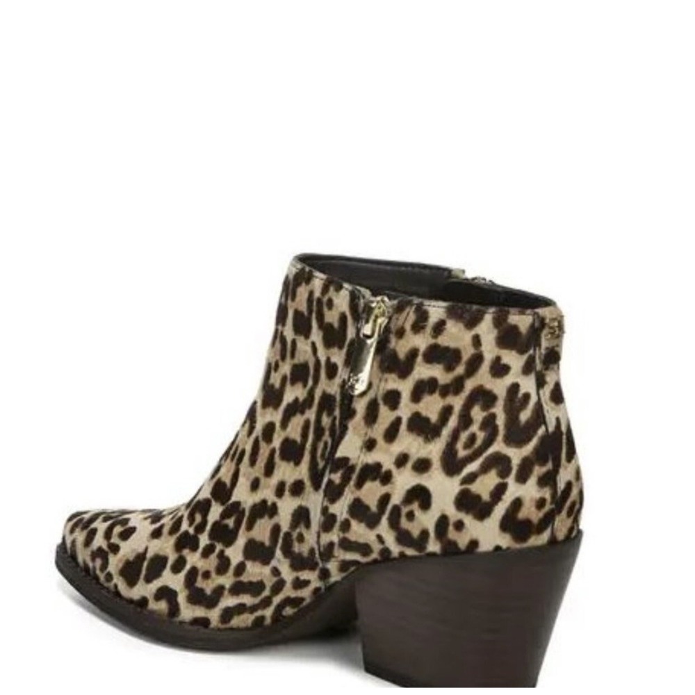 Sam Edelman Walden Leopard Print Calf Hair Ankle Pointed Toe Block Heel 6.5 - Picture 3 of 8
